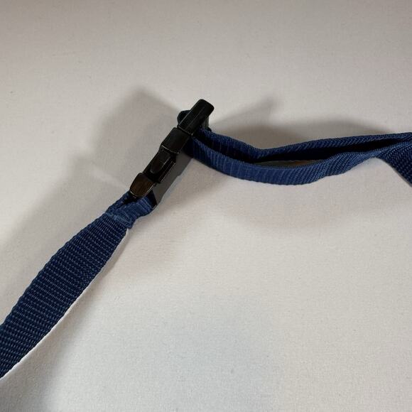 Vintage 100% Leather 90s Mod Grunge Punk Belt Bag Fanny Pack - Blue Adjustable - Picture 6 of 11